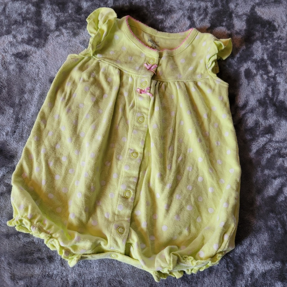 Simple Joys Carters Romper Baby Girl 3-6M Yellow Polka Dot Excellent Ladybug 858